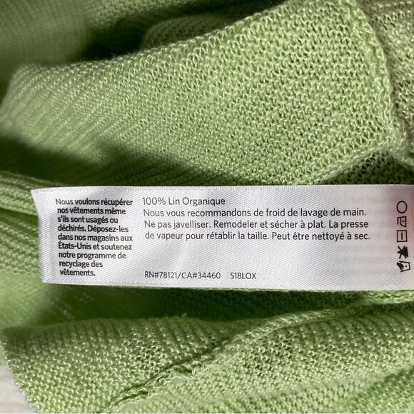 Eileen Fisher | 100% Organic Linen Knit V-Neck Top Size Medium - Picture 7 of 8